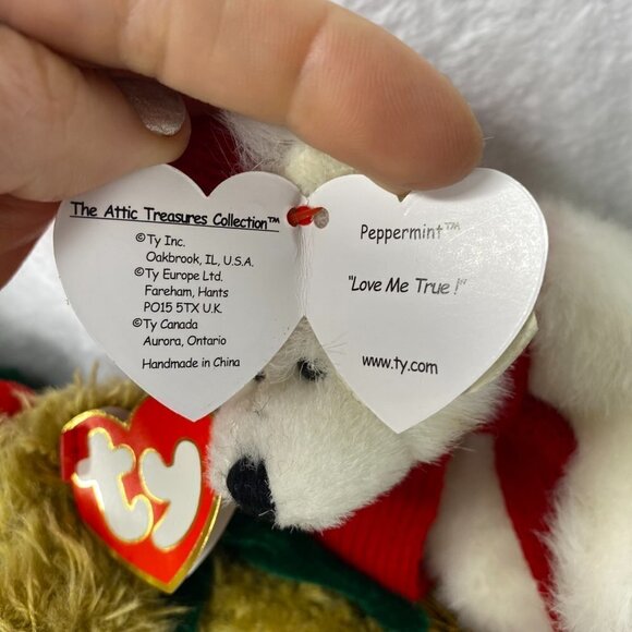 TY Attic Treasures Christmas Bear Lot of 4 - Peppermint, Laurel, Jangle,  Spruce - Picture 5 of 10